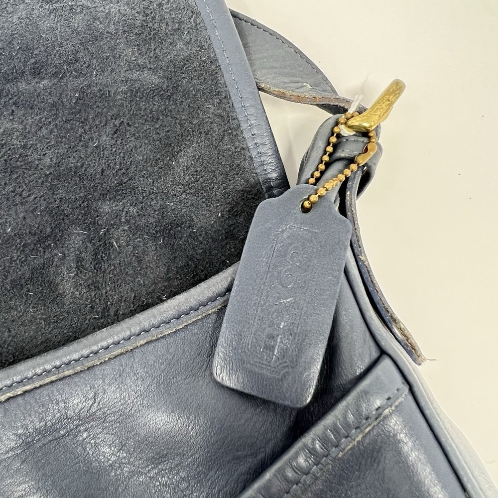 Vintage Coach 4115 Whitney Flap Crossbody Shoulder Bag Blue Leather Brass USA - Picture 5 of 16
